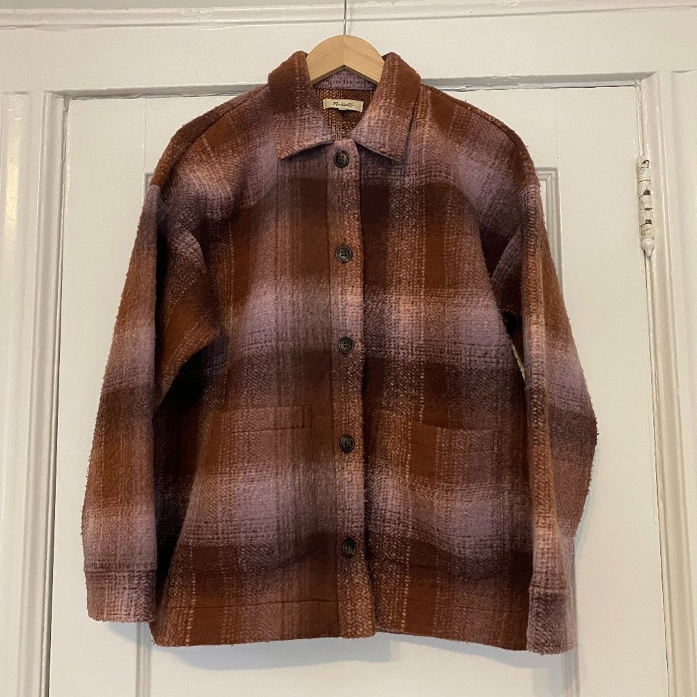 Madewell Brushed Plaid Knit Shirt Jacket